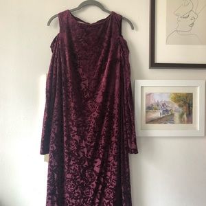 Cold Shoulder Rose Print Midi Dress